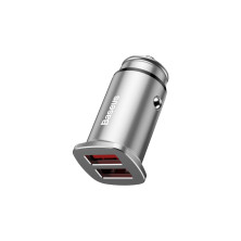 Автомобильное зарядное устройство Baseus Square Metal QC 3.0 30W 2USB 5A Серебристый
