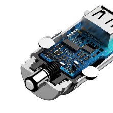 Автомобильное зарядное устройство Baseus Square Metal QC 3.0 30W 2USB 5A Серебристый
