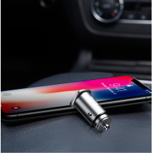 Автомобильное зарядное устройство Baseus Square Metal QC 3.0 30W 2USB 5A Серебристый