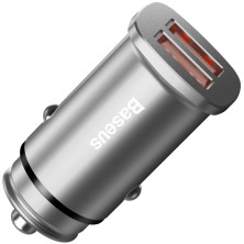 Автомобільний зарядний пристрій Baseus Square Metal QC 3.0 30W 2USB 5A Сріблястий