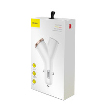 Автомобільний зарядний пристрій Baseus Y-Type 2 USB 3.4A + 1 Прикурювач 40W Білий