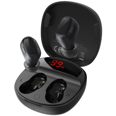 Беспроводные Bluetooth наушники Baseus Encok TWS WM01 Plus с дисплеем Черный