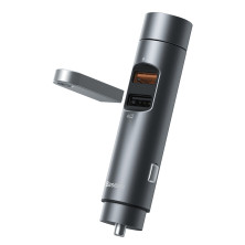 FM-трансмиттер Baseus Energy Column 2в1 MP3 Car QC3.0 18W Charger Bluetooth 5.0 2USB 3A Черно-Серый