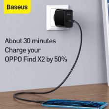 Мережевий зарядний пристрій Baseus Speed PPS QC3.0 + PD3.0 30W VOOC USB + Type-C 5A + Кабель VOOC Type-C to Type-C 5A 1м Чорний