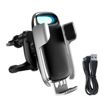 Беспроводное автомобильное зарядное устройство Baseus Milky Way Electric Holder с технологией Qi 15W Серебристый