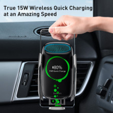 Беспроводное автомобильное зарядное устройство Baseus Milky Way Electric Holder с технологией Qi 15W Серебристый