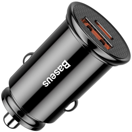 Автомобильное зарядное устройство Baseus Circular Plastic QC 4.0+PD3.0 30W USB + Type-C 5A Черный