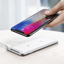 Беспроводная зарядка-подставка для телефона быстрая Baseus Three-coil Wireless Charging Pad Qi 10W Белая