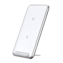 Беспроводная зарядка-подставка для телефона быстрая Baseus Three-coil Wireless Charging Pad Qi 10W Белая