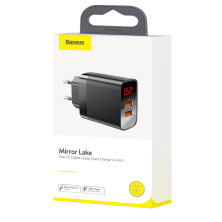 Сетевое зарядное устройство Baseus Mirror Lake Dual QC3.0 18W 2USB 3A Черный