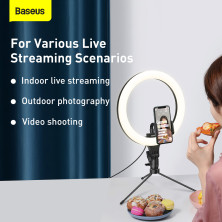 Комплект блогера 3в1 Baseus Live Stream Holder 120 LED (Держатель с LED лампой 24,5 см и настольная подставка)