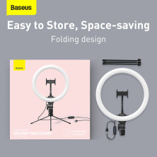 Комплект блогера 3в1 Baseus Live Stream Holder 120 LED (Держатель с LED лампой 24,5 см и настольная подставка)