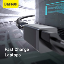 Сетевое зарядное устройство Baseus GaN Mini QC3.0+PD3.0 45W USB+Type-C 5A + кабель Baseus Type-C to Type-C 60W 20V/3A 1м Черный