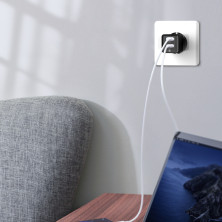 Сетевое зарядное устройство Baseus GaN Mini QC3.0+PD3.0 45W USB+Type-C 5A + кабель Baseus Type-C to Type-C 60W 20V/3A 1м Черный