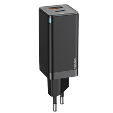 Сетевое зарядное устройство Baseus GaN Mini QC3.0+PD3.0 45W USB+Type-C 5A + кабель Baseus Type-C to Type-C 60W 20V/3A 1м Черный