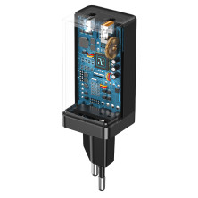 Сетевое зарядное устройство Baseus GaN Mini QC3.0+PD3.0 45W USB+Type-C 5A + кабель Baseus Type-C to Type-C 60W 20V/3A 1м Черный