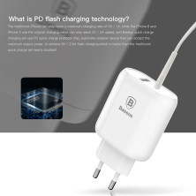 Сетевое зарядное устройство Baseus Bojure Series PD3.0 32W Type-C PD 3A + USB 1A + Кабель 18W Type-C to Lightning 1м Белый