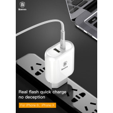 Сетевое зарядное устройство Baseus Bojure Series PD3.0 32W Type-C PD 3A + USB 1A + Кабель 18W Type-C to Lightning 1м Белый