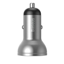 Автомобільний зарядний пристрій Baseus Digital Display 24W 2USB 4.8A Сріблястий