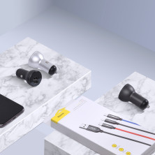 Автомобільний зарядний пристрій Baseus Digital Display 24W 2USB 4.8A Сріблястий