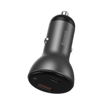Автомобильное зарядное устройство Baseus Digital Display QC 4.0+PD3.0 PPS 45W USB + Type-C 5A + Кабель Type-C to Type-C 60W 20V/3A 1м Черный