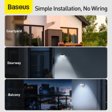 Світильник фасадний Baseus Solar Energy 1.2Вт 120Lm на сонячній батареї 1200mAh із датчиком руху Білий