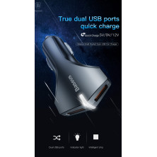 Автомобільний зарядний пристрій Baseus Small Rocket QC 3.0 2USB 3A Чорний