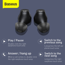 Бездротові Bluetooth навушники Baseus Encok TWS WM01 Чорний