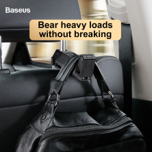Автодержатель для телефона на подголовник Baseus Backseat Vehicle 2в1 + крюк-вешалка Черный