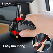 Автодержатель для телефона на подголовник Baseus Backseat Vehicle 2в1 + крюк-вешалка Черный