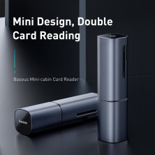 Кардридер Baseus Mini-Cabin Card Reader 2in1 USB/Type-C, SD/TF Cards Сине-серый