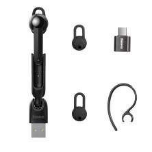 Беспроводная Bluetooth гарнитура Baseus Encok Wirelless Earphones A05 + USB док-станция Черный
