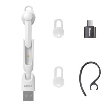 Бездротова Bluetooth гарнітура Baseus Encok Wirelless Earphones A05 + USB док-станція Білий