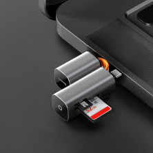 Кардридер Baseus Mini-Cabin Card Reader 2in1 USB/Type-C, SD/TF Cards Серый