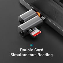 Кардридер Baseus Mini-Cabin Card Reader 2in1 USB/Type-C, SD/TF Cards Серый