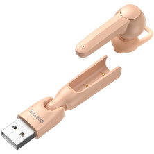 Бездротова Bluetooth гарнітура Baseus Encok Wirelless Earphones A05 + USB док-станція Рожевий