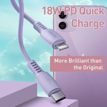 Кабель Baseus Colourful Cable Type-C to Lightning PD 18W 2.4А 1.2m Фиолетовый
