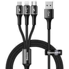 Кабель Baseus Halo Data 3-in-1 Cable USB to Lightning+Type-C+MicroUSB 3.5А 1.2m Чорний
