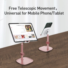 Тримач для телефону та планшета настільний Baseus Literary Youth Desktop Bracket Telescopic Золотисто-Рожевий