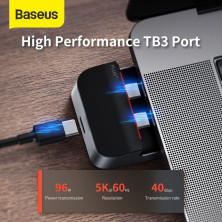 USB-хаб Baseus 9in1 Armor Age Bracket HUB Type-C to USB3.0*3, Type-C*3, 4KHDMI, AUX, RG45 для MacBook Pro Сірий