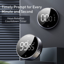 Кухонный цифровой таймер Baseus с магнитным креплением Heyo Rotation Countdown Timer Черный