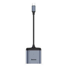USB-хаб Baseus Enjoy HD intelligent HUB Type-C to 4KHDMI*2, Type-C PD Серый