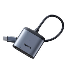 USB-хаб Baseus Enjoy HD intelligent HUB Type-C to 4KHDMI*2, Type-C PD Серый
