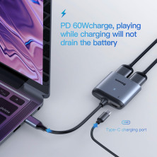 USB-хаб Baseus Enjoy HD intelligent HUB Type-C to 4KHDMI*2, Type-C PD Серый