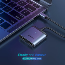 USB-хаб Baseus Enjoy HD intelligent HUB Type-C to 4KHDMI*2, Type-C PD Серый