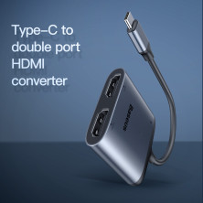 USB-хаб Baseus Enjoy HD intelligent HUB Type-C to 4KHDMI*2, Type-C PD Серый