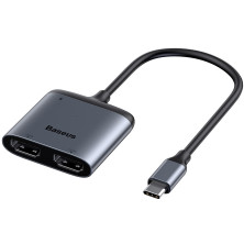 USB-хаб Baseus Enjoy HD intelligent HUB Type-C to 4KHDMI*2, Type-C PD Сірий