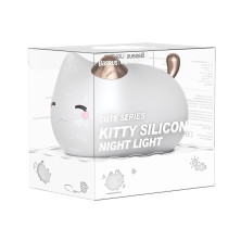 Нічний дитячий світильник Baseus Cute Series Kitty Silicone із вбудованим акуумулятором 1100 mAh Білий