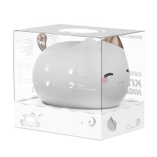 Нічний дитячий світильник Baseus Cute Series Kitty Silicone із вбудованим акуумулятором 1100 mAh Білий