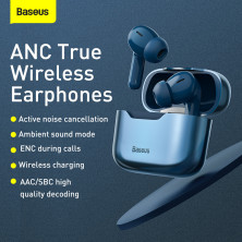 Бездротові Bluetooth навушники Baseus Encok SIMU TWS S1 Pro з функціями шумоподавлення ANC та бездротової зарядки Qi Синій